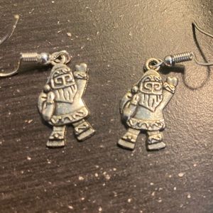 Silver Santa Claus Drop and Dangle Earrings